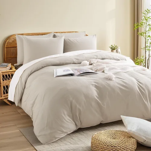 Vista 166 de NEXHOME PRO Funda de edredón Twin XL 100% algodón lavado, transpirable, duradera, texturizada, similar al lino, juego de ropa de cama para el hogar