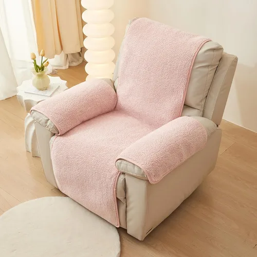 Vista 13 de vctops Funda para silla reclinable de vellón sherpa, súper suave y cálida, protector de muebles antideslizante, lavable, funda para silla reclinable