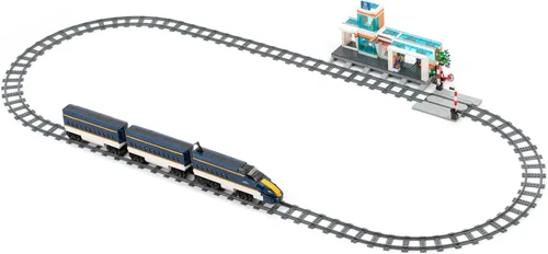 Vista 6 de Block Builder Juego de bloques de construcción con control remoto de tren de alta velocidad con estación de tren completo (1532 piezas). Bloques