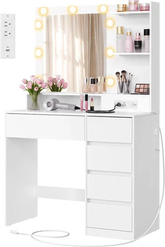 Vista 10 de VASAGLE Kailyn Collection - Taburete de tocador de terciopelo, taburete de maquillaje tapizado, reposapiés con almohadillas antideslizantes