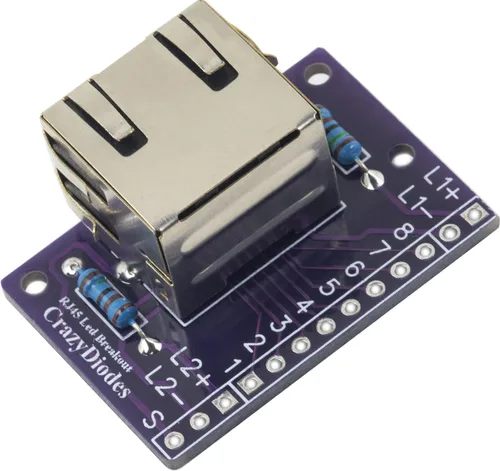 Vista 4 de whiteeeen 4pcs RJ45 Breakout Board con luces LED y 2 tipos de cabezales de pin macho (ángulo recto y derecho)