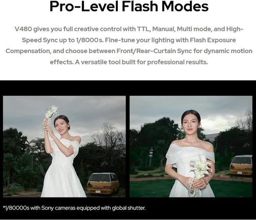 Vista 3 de Godox V480 Flash para Canon Ttl and Manual Flash, Guide Number ~gn50, High-Speed Sync Up to 1/8000 Second, 7.2v/2200mah Removable Li-Ion Battery