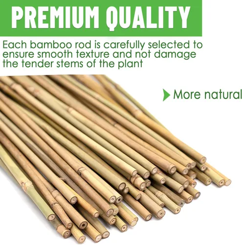 Vista 2 de 35 piezas de estacas para plantas, estacas de jardín de bambú natural premium, varillas de bambú de soporte para plantas de interior y exterior