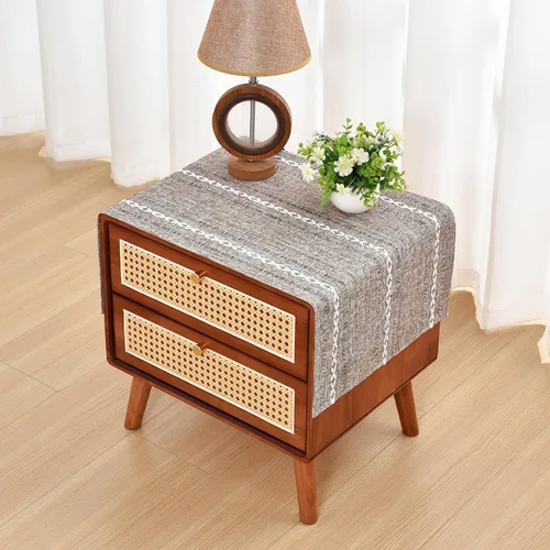 Vista 18 de NEWISHER Mantel cuadrado pequeño bordado rústico de 20 x 20 pulgadas, mantel de tela jacquard a rayas lavable para mesa de comedor para mesita