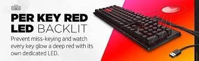 Vista 6 de OMEN Encoder Teclado mecánico personalizable para juegos con teclas rojas Cherry MX, Rollover completo de teclas N, retroiluminación LED, USB