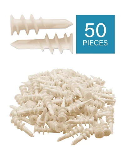 Vista 5 de IMScrews Juego de 100 anclajes de plástico autoperforantes para paneles de yeso con tornillos, kit de anclajes de pared con 50 tornillos/50 anclajes