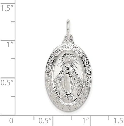 Vista 3 de Diamond2Deal Colgante de medalla milagrosa de plata de ley 925, joyería fina para mujer (L- 1.181 in W- 0.630 in), No es una piedra preciosa