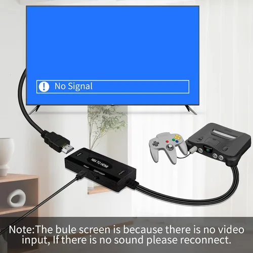 Vista 4 de Adaptador convertidor N64 a HDMI, adaptador HDMI para N64SNESNGCSFC con cable compatible con conversión 16 943, Nintendo 64 a HDM, compatible