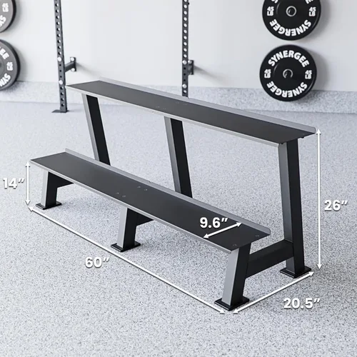 Vista 3 de Synergee - Soporte para pesas rusas - Almacenamiento de 2 niveles para gimnasio en casa