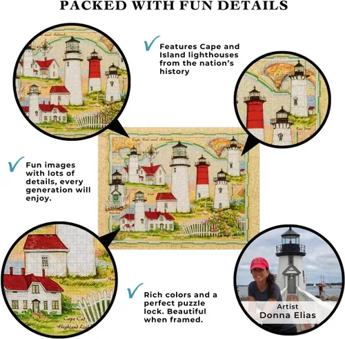 Vista 6 de Donna Elias - Rompecabezas de 550 piezas para adultos, diseño de mapa náutico histórico, rompecabezas enmarcable de 18 x 24 pulgadas, tamaño acabado