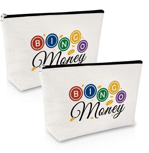 Vista 9 de Sfodiary Bolsa de maquillaje cosmético para amantes del bingo - Regalos de casino para mujeres, Bolsa de maquillaje de regalo para amantes del bingo