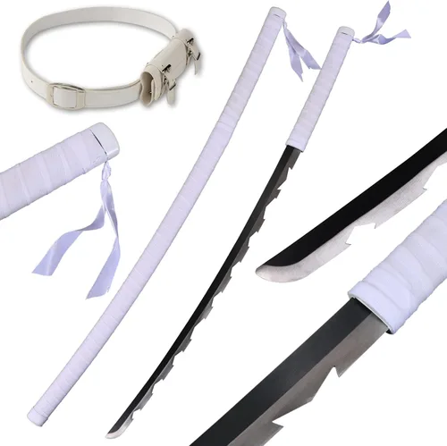 Vista 10 de Bowen Demon Slayer - Espada de metal real, Katana de 40.5 pulgadas, espada samurái de acero al carbono, textura original de anime para cosplay