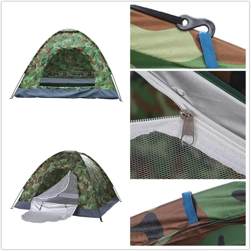 Vista 4 de HOBBN - Tienda de campaña de camuflaje para 3 – 4 personas, tela impermeable para mochileros, tiendas de campaña familiares, para senderismo