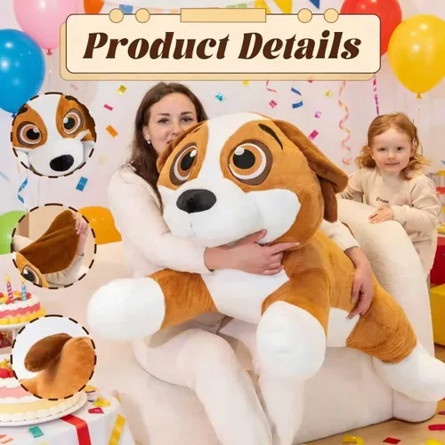 Vista 3 de Animales de peluche grandes para perros, peluches grandes para cachorros, juguetes de peluche gigantes para cachorros de 39", animales de peluche