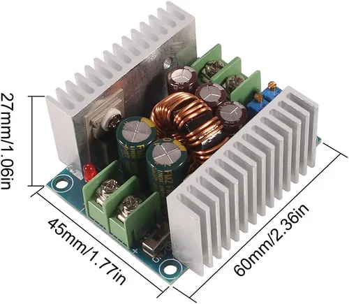 Vista 3 de 20A 300W CC CV Módulo reductor ajustable DC 6-40V a 1.2-36V Regulador de voltaje Convertidor Buck Módulo de fuente de alimentación de corriente