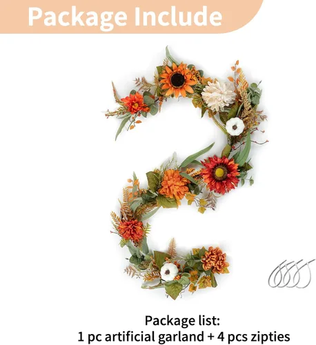 Vista 11 de NUPTIO Guirnalda de otoño con calabaza de girasol: decoración de otoño de 6