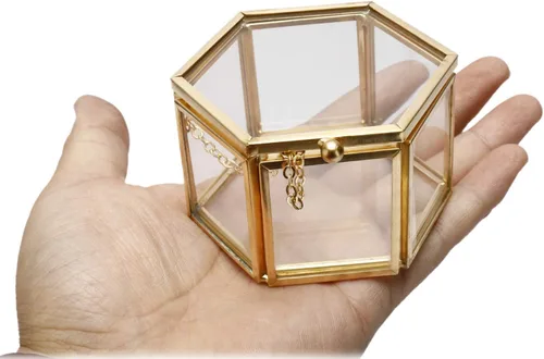 Vista 5 de Joyero de cristal de la vendimia, organizador geométrico de la joyería