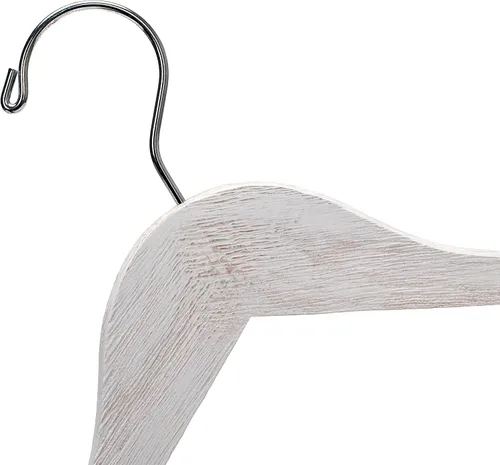 Vista 7 de 10 perchas blancas vintage – Perchas de madera de primera calidad para camisas, vestidos, abrigos, pantalones – Juego de perchas rústicas