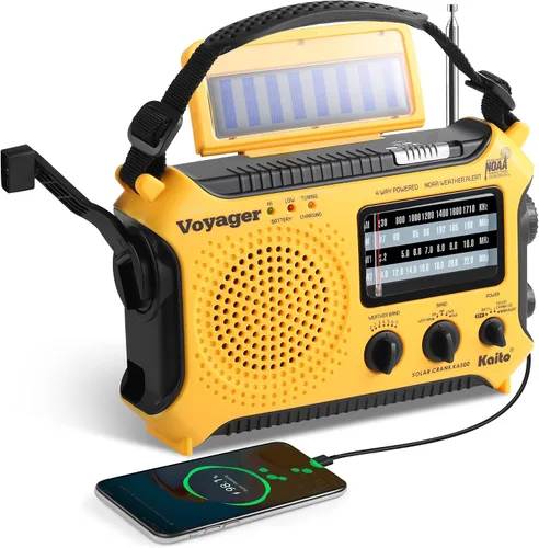 Vista 10 de Radio de alerta meteorológica Kaito KA500 de emergencia AM/FM/SW con 5 funciones Negro