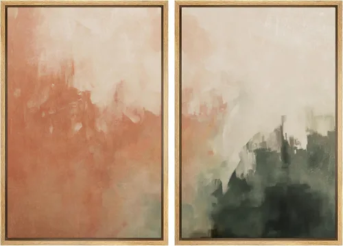 Vista 153 de SIGNWIN Lienzo enmarcado para pared, ilustraciones abstractas texturizadas en tonos beige terrosos, arte moderno, decorativo, contemporáneo