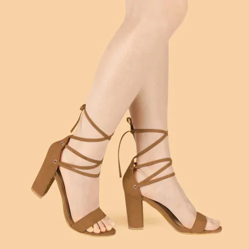 Vista 2 de Allegra K - Sandalias de tacón alto con cordones para mujer