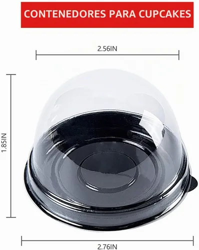 Vista 6 de Mini contenedor de plástico transparente para cupcakes, cajas para cupcakes, cajas para cupcakes, cápsulas para magdalenas, cúpula profunda
