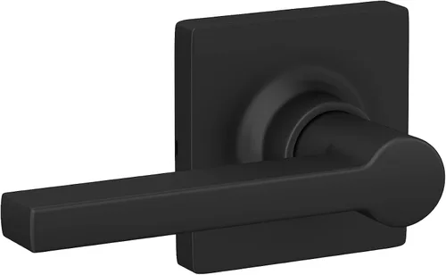 Vista 4 de Palanca recta con manija de puerta simulada de moldura cuadrada, acabado negro mate, paquete de 4
