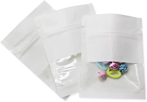 Vista 7 de PABCK - Paquete de 100 bolsas resellables de papel kraft transparente para Negro