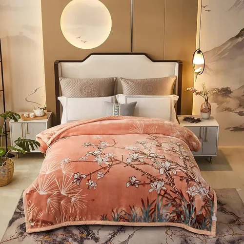 Vista 9 de LGYKUMEG Manta pesada de visón coreano, tamaño Queen de 79 x 91 pulgadas, sedosa suave y cálida, manta de cama Raschel reversible de 2 capas, 9