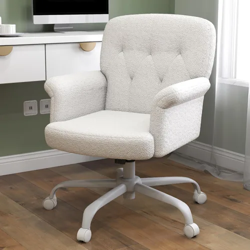 Vista 8 de Comfy - Silla de escritorio para oficina en casa, silla de tocador tapizada con ruedas y brazos, moderno asiento giratorio ajustable para sala