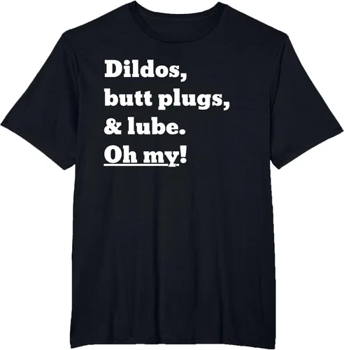 Vista 41 de Consoladores, tapones para los glúteos y lubricante. Camiseta Oh My! Azul bebé