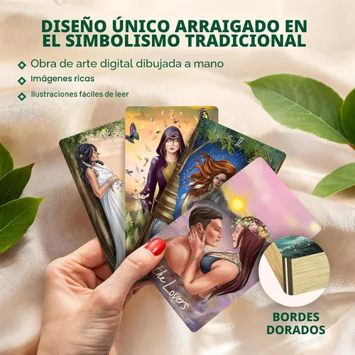 Vista 6 de Wyspell Cartas de tarot para principiantes - Baraja de tarot única de Wild Wild Reflections_green (bordes dorados)