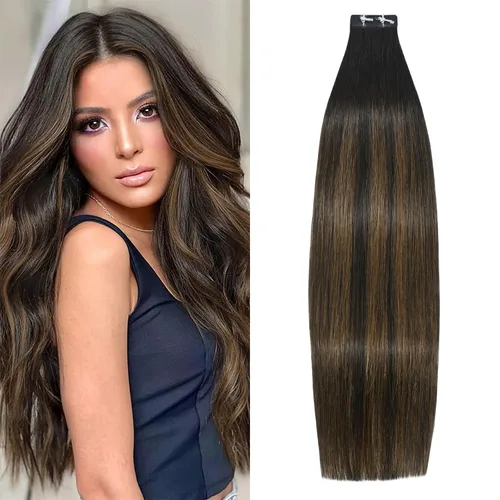 Vista 14 de WindTouch Extensiones de cabello humano con cinta adhesiva, color rojo, 20 unidades, 14 pulgadas, #rojo, 1.06 oz