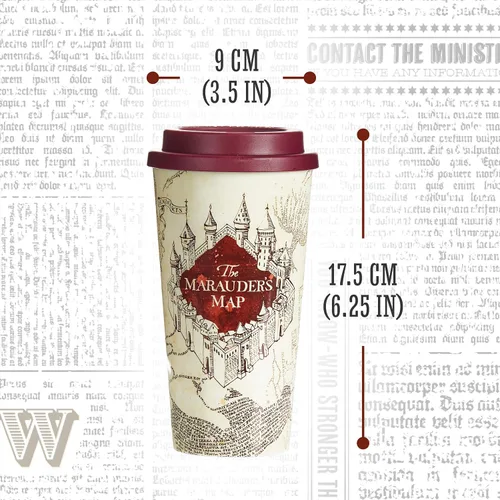 Vista 5 de Paladone Taza de café de viaje de Harry Potter Marauders Map (15.2 fl oz) I Solemnly Swear I Am Up To No Good, taza de Harry Potter y regalo