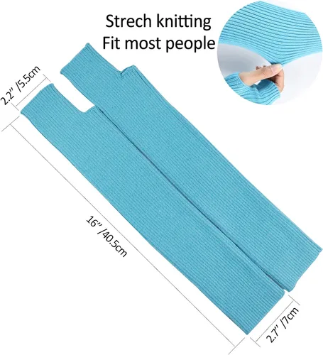 Vista 16 de Facecozy Calentadores de brazos para mujer, mezcla de lana de cachemira, guantes largos sin dedos para mujer, guantes para clima frío con agujero