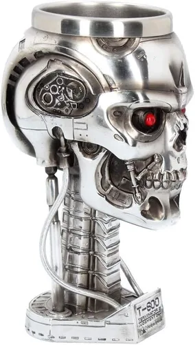 Vista 6 de Nemesis Now Terminator Head Goblet 6.7 in Plata, Resina con Inserto de Acero Inoxidable