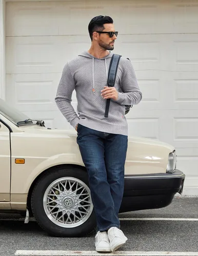 Vista 39 de COOFANDY Sudadera con capucha para hombre, casual, de manga larga, con cordón, de punto gofre, ajustada