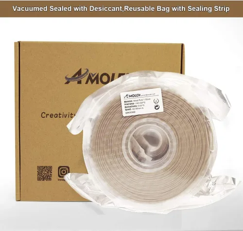 Vista 7 de AMOLEN - Filamento para impresora 3D de PLA de madera de bambú, filamento de PLA de 1.75mm con 15% de fibra de bambú real, 1kg/2.2lb con 15%
