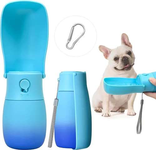 Vista 8 de Botella de agua para perros, cuenco de agua de viaje para cachorros, dispensador de agua portátil a prueba de fugas para cachorros, botella de agua