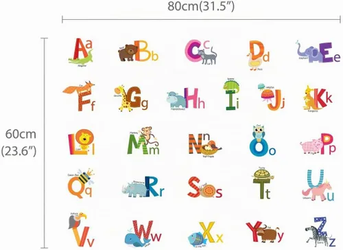 Vista 7 de DECOWALL Calcomanías de pared con alfabeto de animales ABC (DS4-8002)