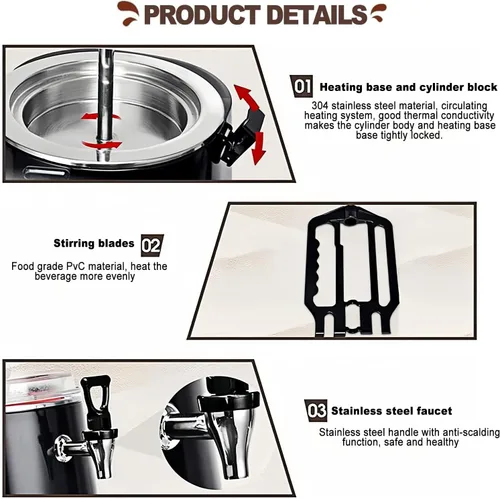 Vista 4 de Dispensador De Chocolate Caliente, Máquina Comercial Para Fundir Chocolate, Temperatura Ajustable, Pantalla De Temperatura Led, Con Cuchilla