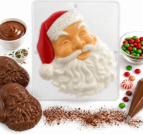 Vista 3 de Santa Face - Molde de caramelo de chocolate de 8 pulgadas, Navidad 2078