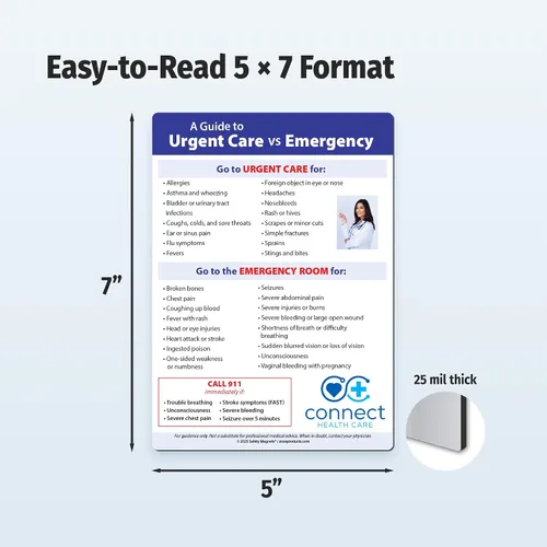 Vista 3 de Safety Magnets - Atención urgente o sala de emergencias (ER) - Imanes personalizados para refrigerador (paquete de 300) - Artículo promocional
