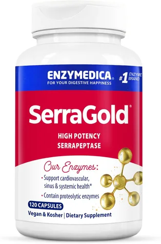 Vista 6 de Enzymedica, SerraGold, apoya la recuperación, sistema inmunológico y cardiovascular, suplemento natural, 60