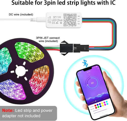 Vista 2 de Controlador LED Bluetooth VIPMOON 5-24V SP110E, paquete de 2