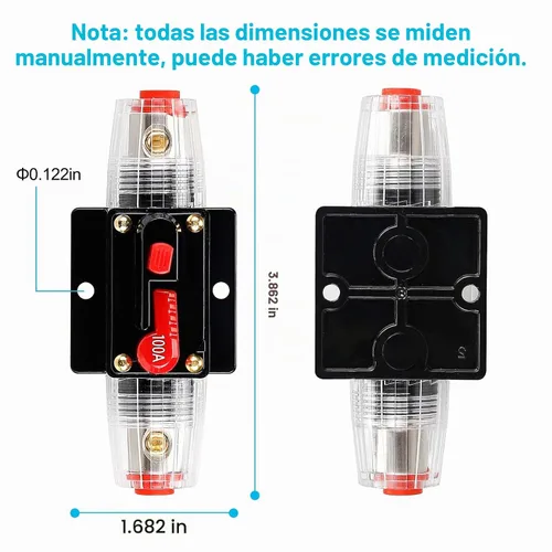 Vista 2 de Interruptor de circuito de 100 amperios para audio, portafusibles de 12 V-24 V CC, interruptor de circuito de 20-300 A, interruptor de circuito