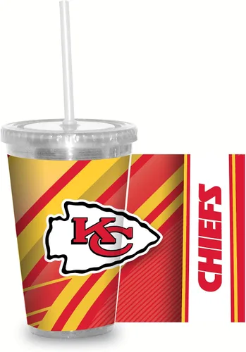 Vista 18 de Vaso transparente de fútbol NFL de 16 onzas con popote para fanáticos de la NFL
