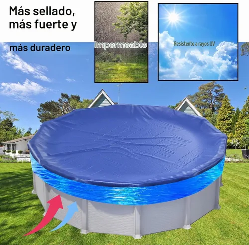 Vista 6 de Cubierta de sellado de piscina de invierno de 500 pies para piscinas sobre el suelo, sellador de cubierta elástica a prueba de viento para mantener