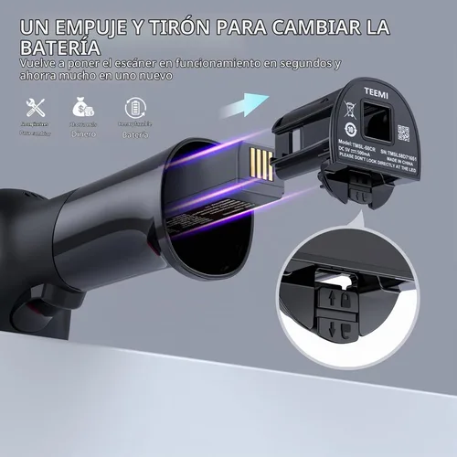 Vista 2 de TEEMI TMSL-58CR 2D Bluetooth escáner de código de barras con base de carga USB