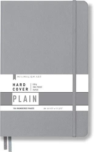Vista 29 de Minimalism Art, Premium Hard Cover Notebook Journal, X-Large Size, Master A4 8.3" x 11.4", 186 Numbered Pages, Gusseted Pocket, Ribbon Bookmark